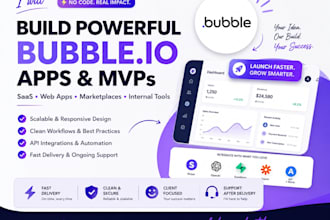 build bubble io app, bubble mvp, saas web app and bubble website, no code app