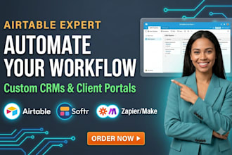 setup airtable database, airtable automation, airtable CRM, and softr webapp