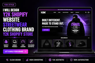 design y2k shopify website streetwear clothing brand y2k shopify store