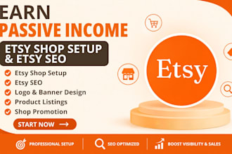 do etsy shop setup, etsy SEO, listings and digital products