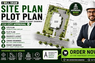 draw site plan plot plan property layout zoning permit drawing for city apporval