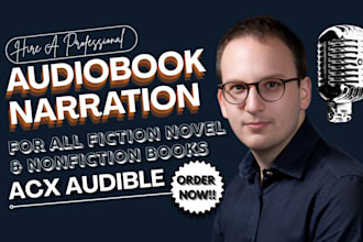 be audiobook narrator, fantasy novel character male voiceover, audiobook to acx
