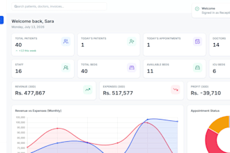 build a hospital management system dashboard in vue js