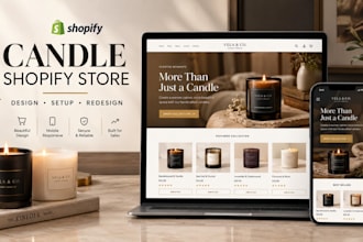 design candle shopify store, candle website, scented candle store