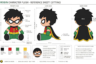 design detailed plush toy reference sheet stuffed animal turnaround ych concept