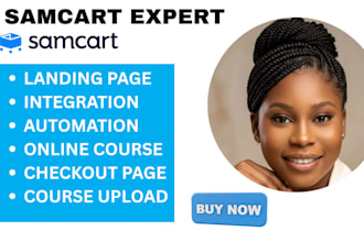 set up your samcart clickfunnels, sales funnel, landing page, online course
