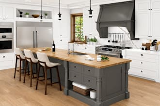 do kitchen cabinet with layout, 3d renders, elevation using mozaik software