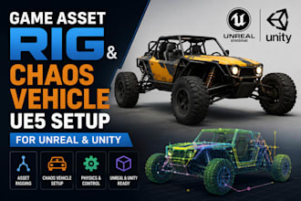 do game asset rig and chaos vehicle ue5 setup for unreal and unity