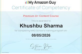design amazon premium a plus content certified by my amazon guy school