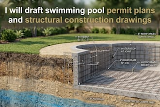 draft swimming pool permit plans and structural construction drawings