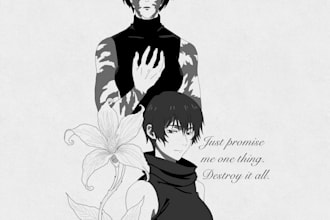 draw your favorite anime or manga character for tattoo or merch
