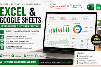 create custom excel spreadsheet, google sheets, budget planner and dashboard