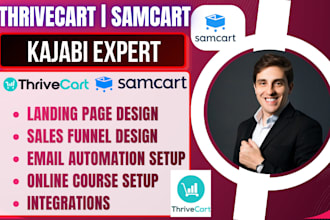 create thrivecart samcart kajabi sales funnel landing page online course setup