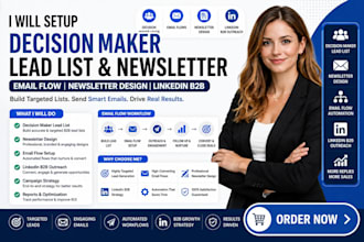 setup desisional maker lead list newsletter design  email flow linkedin b2b