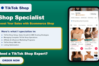 be your tiktok shop manager for setup, gmv max ads and sales growth