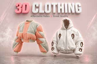 create realistic 3d clothing mockups and animation