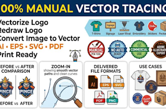 do manual vector tracing, vectorize and redraw logo and convert image to vector