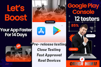provide 12 testers for google play console closed testing and app testing