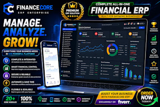 create a premium finance erp system UI UX dashboard for saas