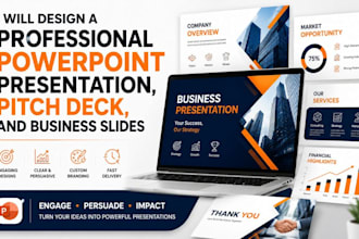 design a professional powerpoint presentation, pitch deck and business slides