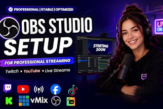 professionally setup and fix obs, streamlab, vmix for twitch youtube streaming