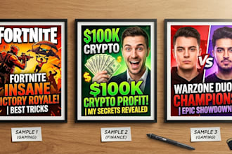 design viral youtube thumbnails for gaming and finance