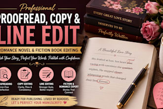 proofread copy line edit romance novel fiction book editing romance book