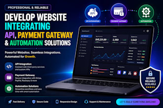 develop website integrating API, payment gateway automation