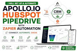 set up and integrate apollo io  hubspot pipedrive with zapier