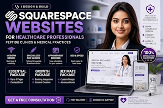 design squarespace website designer for healthcare professional, peptide clinics