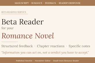 be your beta reader for your contemporary or romance novel
