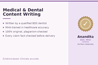 write SEO medical, health and dental blog content as a dentist