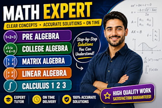 tutor pre algebra, linear, college, matrix algebra calculus 1, 2, 3 trigonometry