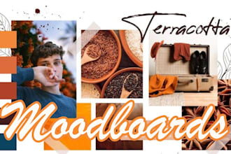 create an interior design fashion or brand moodboard