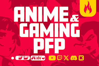 draw unique anime pfp logo for youtube, twitch, twitter etc