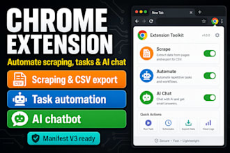 build chrome extensions for scraping, automation  and ai chatbots