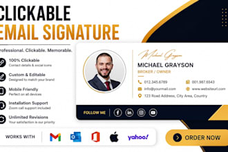create clickable  HTML email signature for gmail outlook apple mail