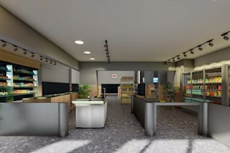 ritualization supermarket interior render, retail store mockup,mall store layout