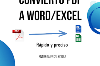 convertiré tu PDF a excel y word editable en 24 horas