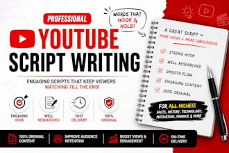 write engaging youtube scripts for faceless cash cow channels