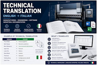 translate and localize technical manufacturing documents into italian