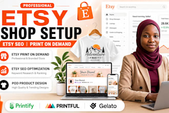 set up etsy print on demand store with printify, printful and etsy SEO