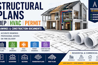 structural plans mep hvac building permit drawing construction documents autocad