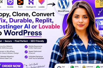 copy clone convert wix, durable, replit, hostinger ai or lovable to wordpress