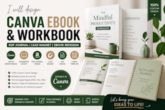 canva ebooks canva workbooks ebook redesigns  KDP journal design
