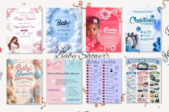 design baby shower invitation, baby boy and baby girl shower invitation template