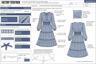 create tech packs and technical flats for fashion clothing