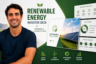 design renewable energy investor presentation, solar pitch deck, cleantech PPT