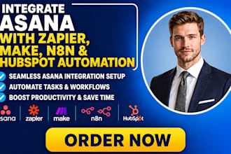 integrate asana with zapier make n8n and hubspot automation