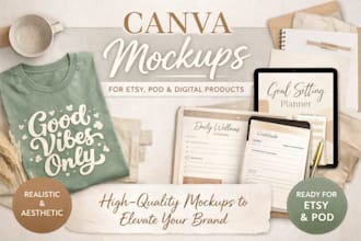 create aesthetic etsy mockups and digital products